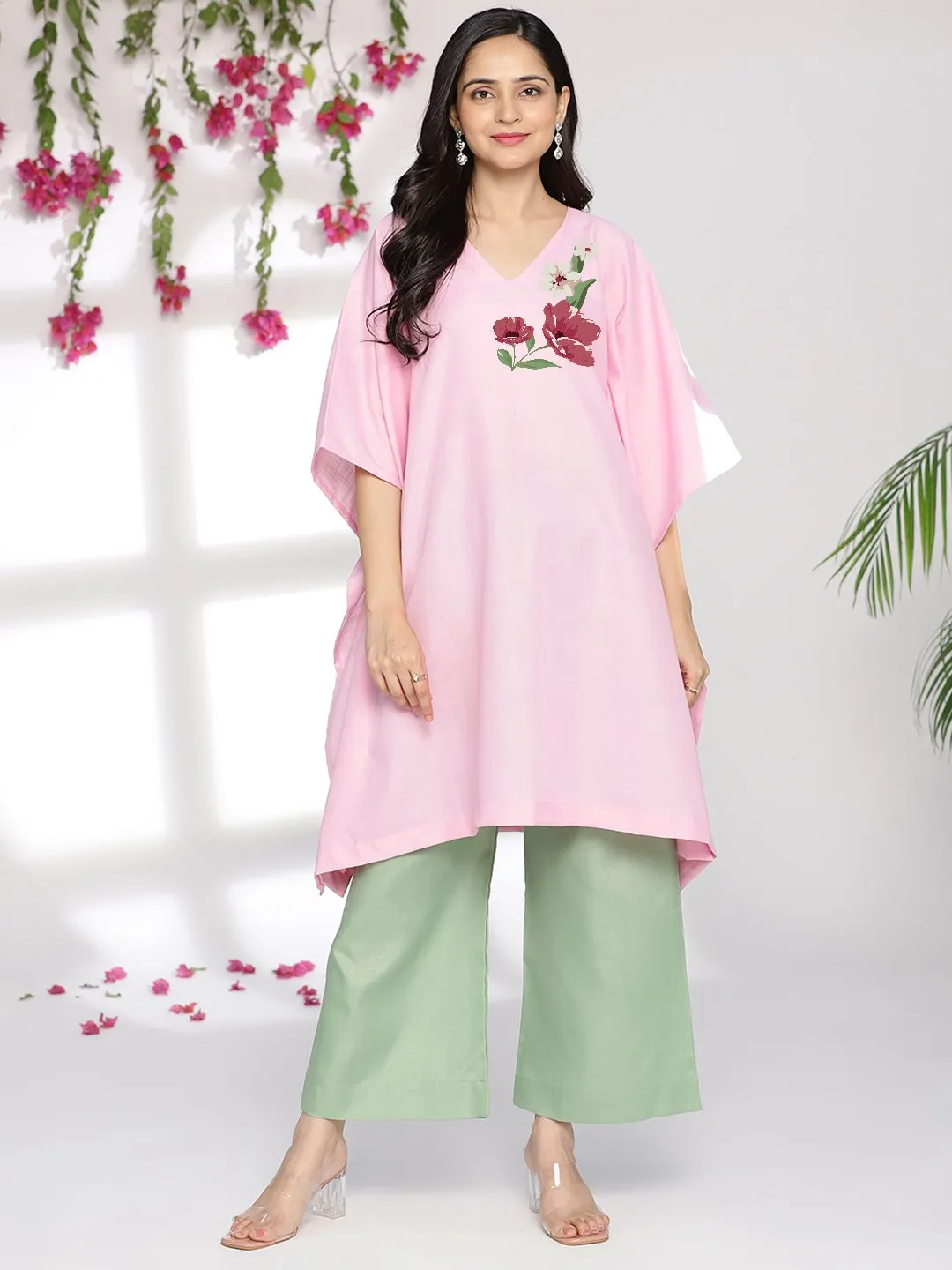 BabyPink CottonSlub ShortKaftan - Radiance