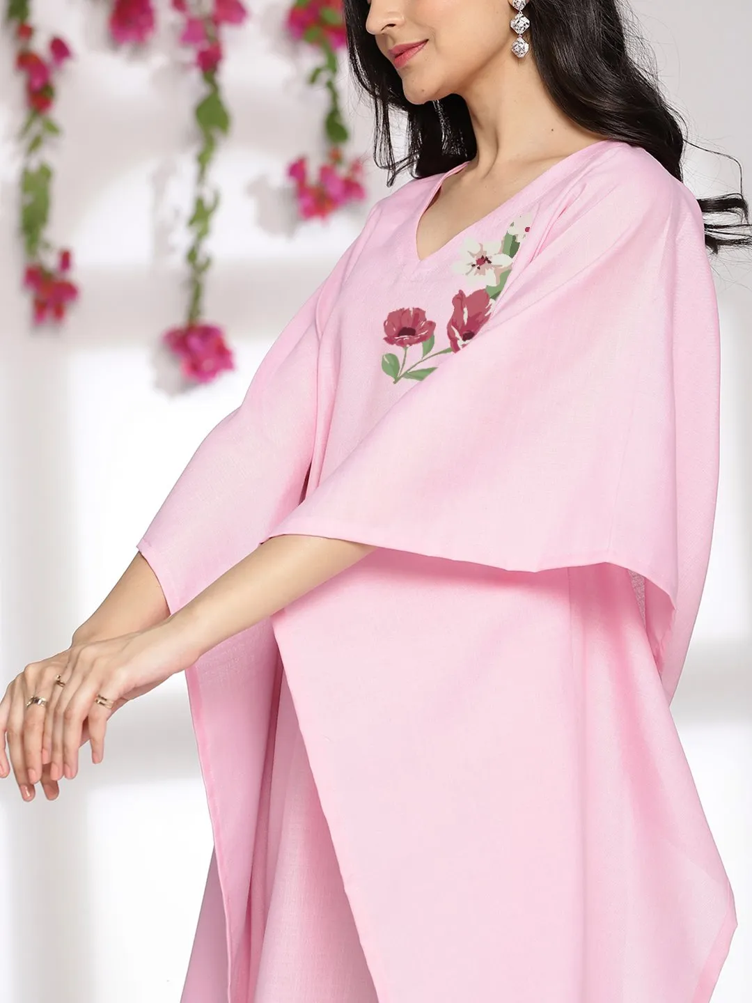 BabyPink CottonSlub ShortKaftan - Radiance