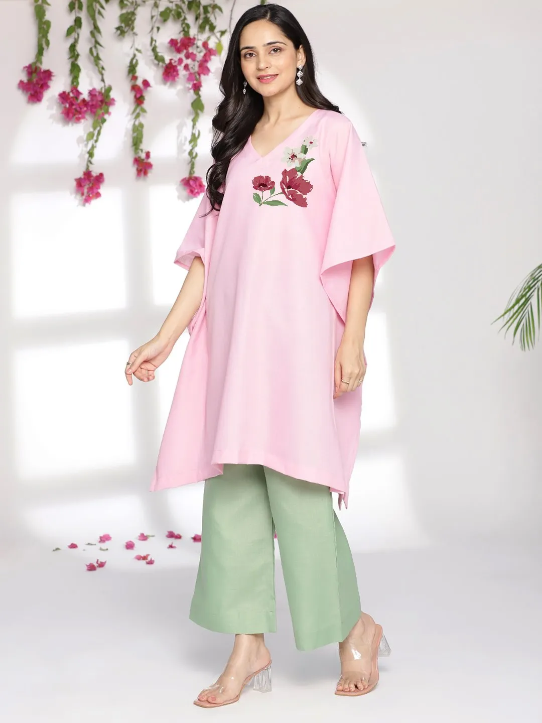 BabyPink CottonSlub ShortKaftan - Radiance