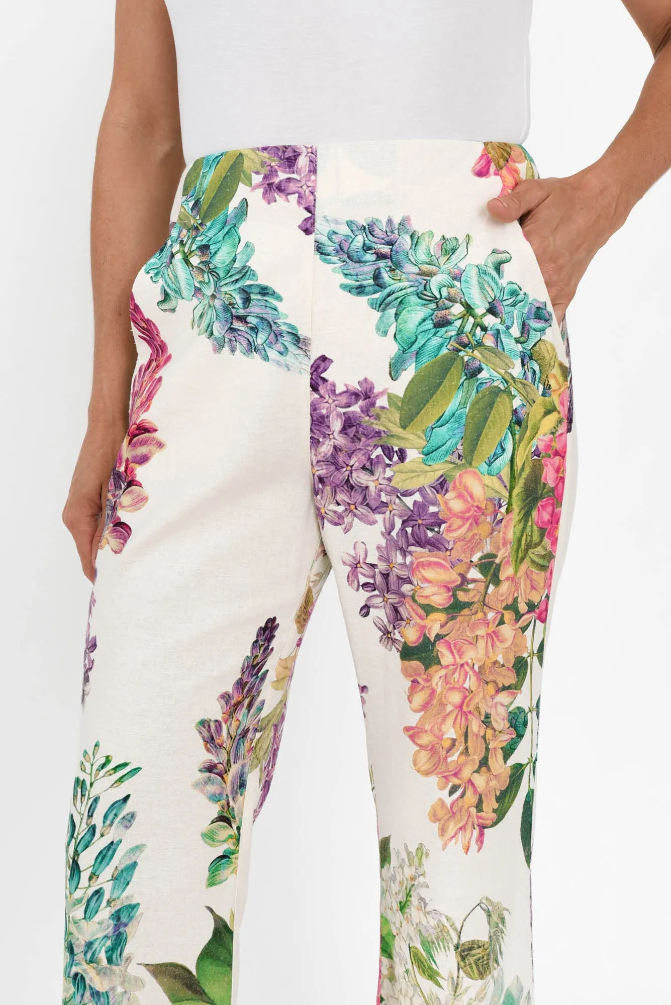 Bahia Wisteria Alba Linen Blend Pants