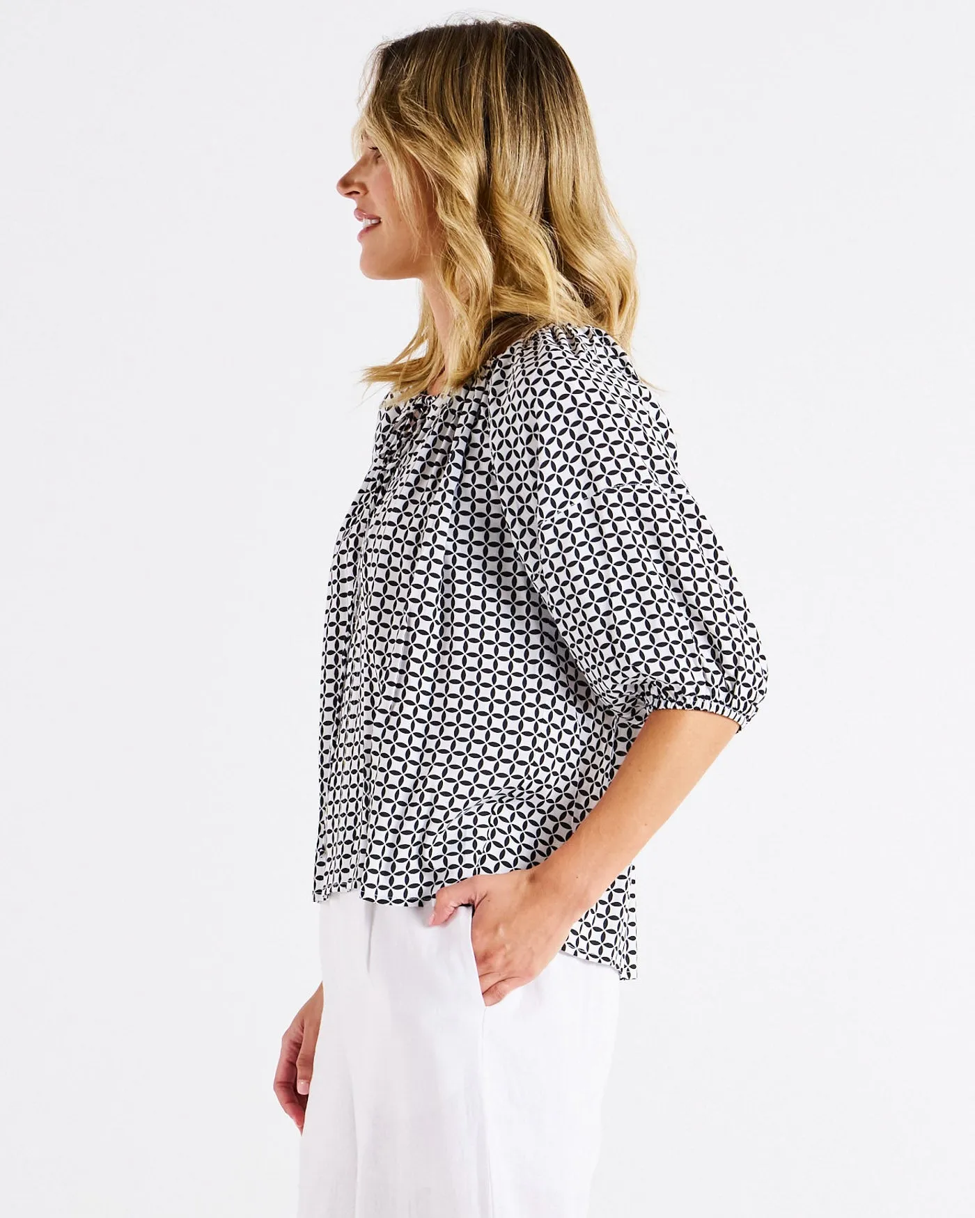 Betty Basics Camilla Blouse Geo Print