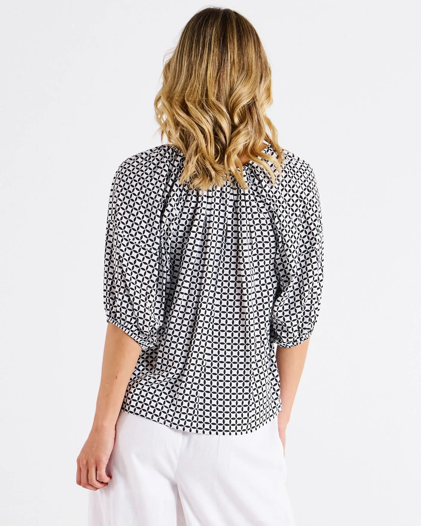 Betty Basics Camilla Blouse Geo Print