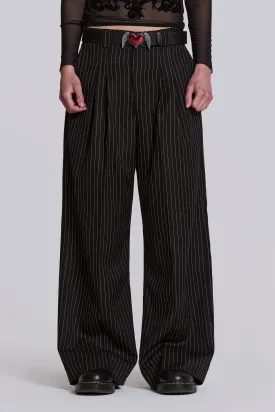 Black Pinstripe Goliath Suit Pants