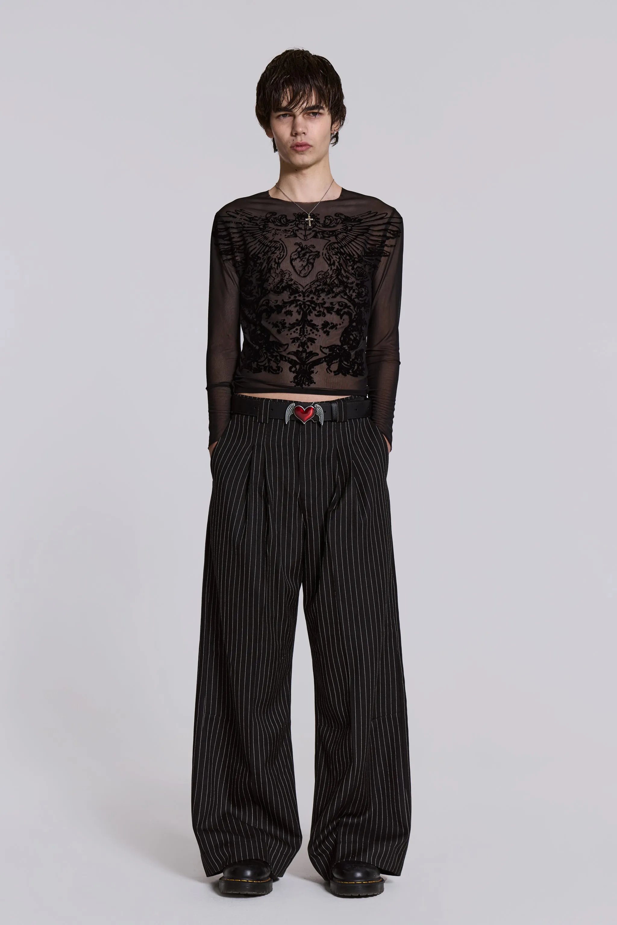 Black Pinstripe Goliath Suit Pants