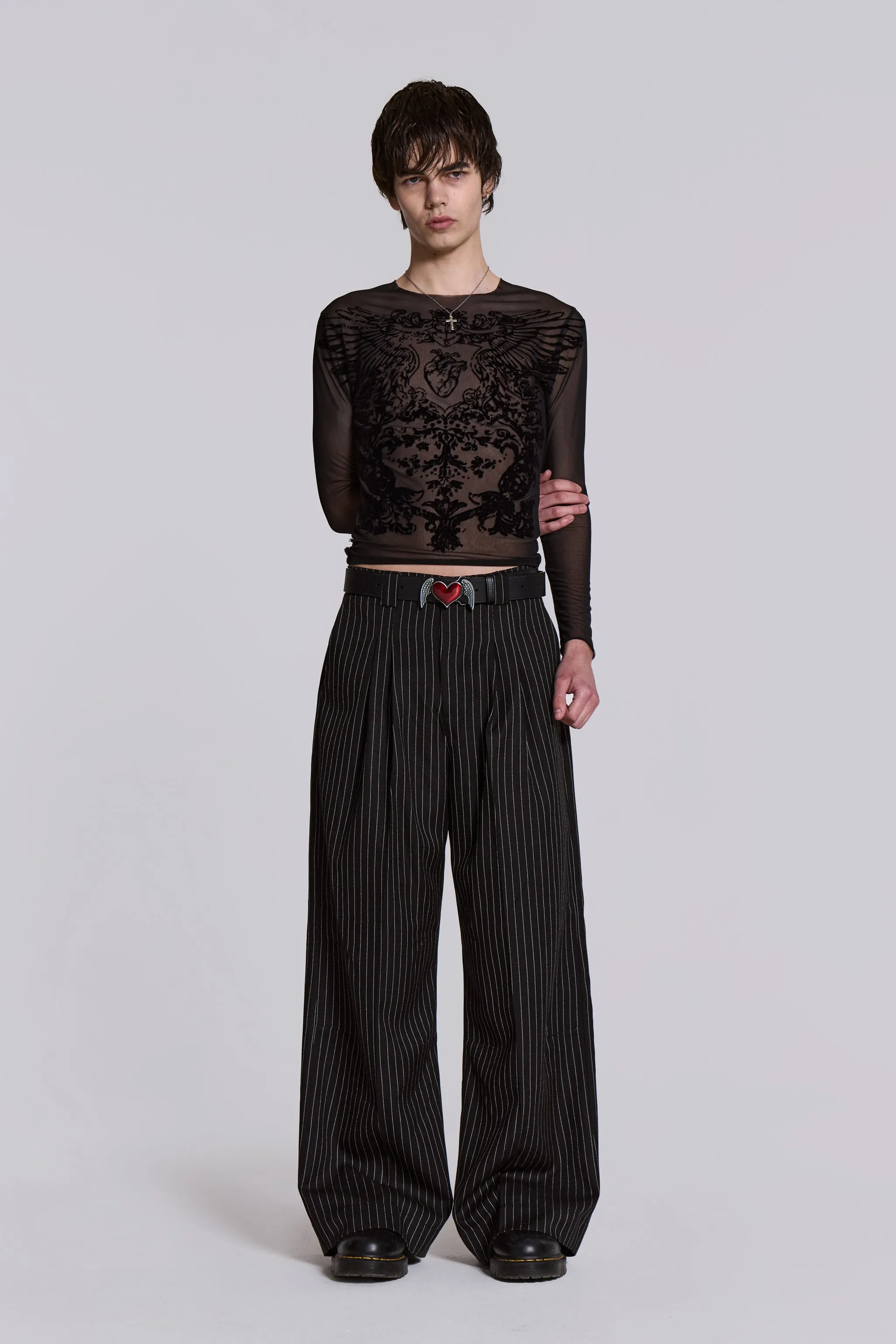 Black Pinstripe Goliath Suit Pants