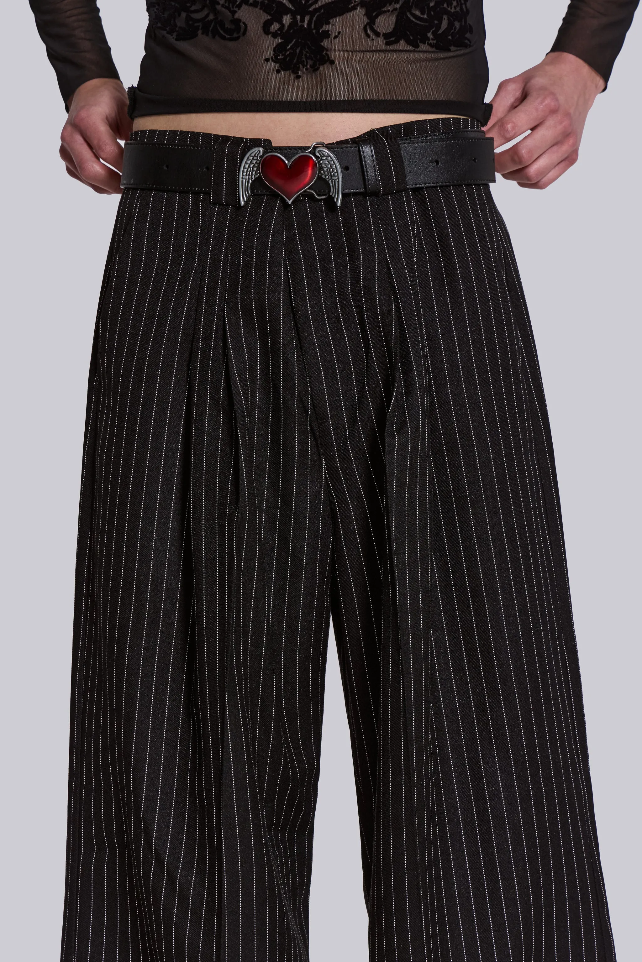 Black Pinstripe Goliath Suit Pants