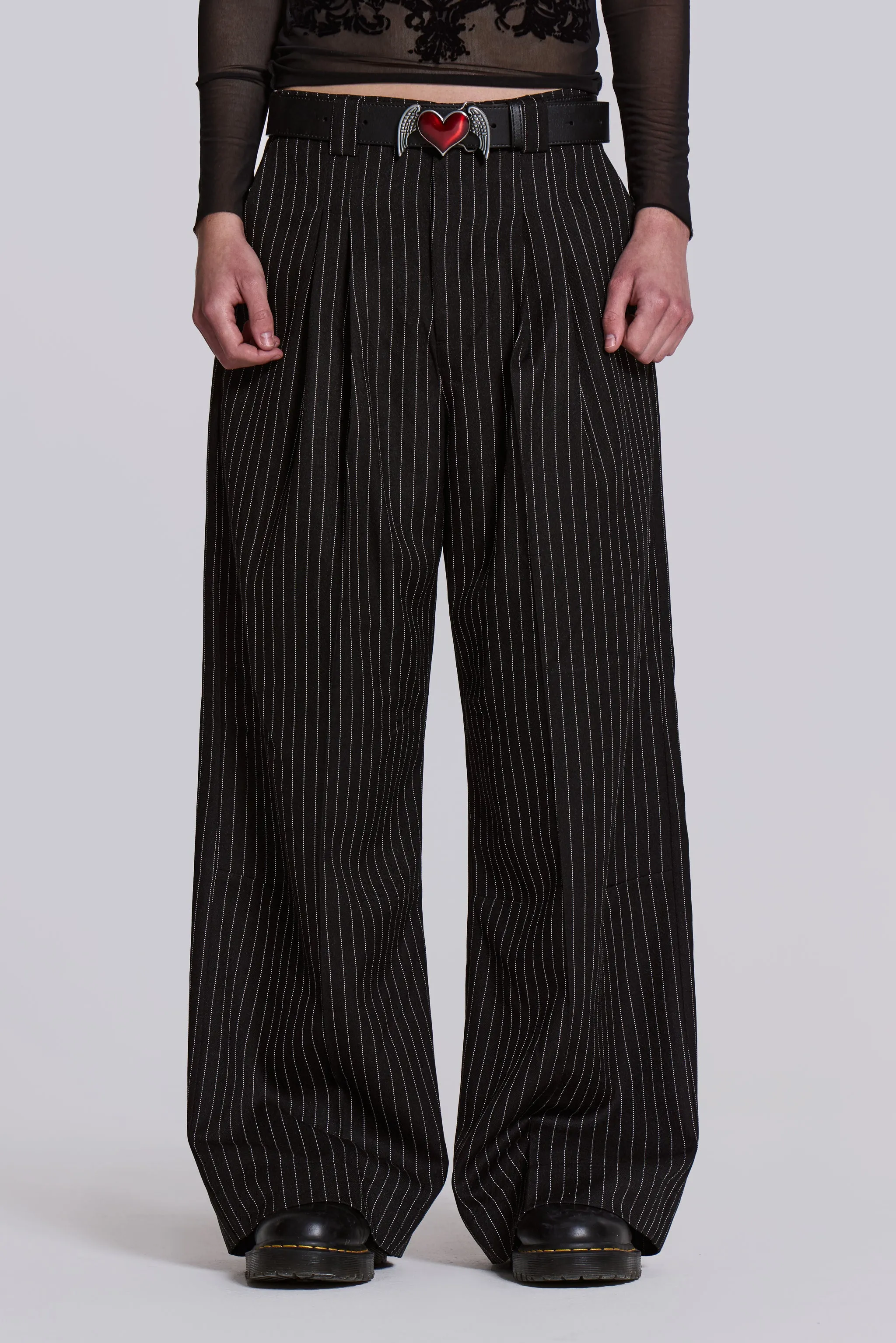 Black Pinstripe Goliath Suit Pants