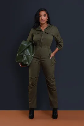 Call Of The Wild Cargo Jumpsuit - Olive