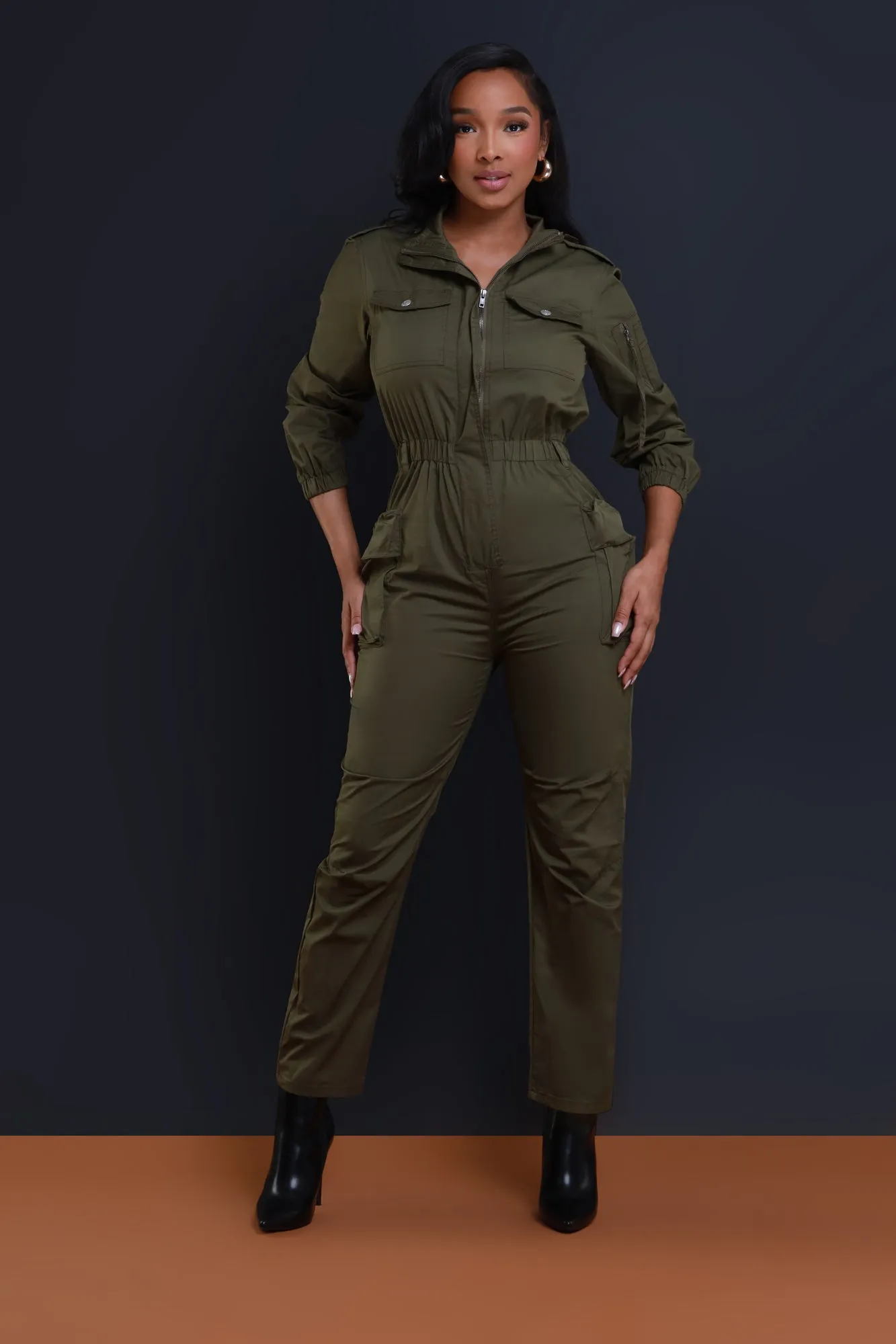 Call Of The Wild Cargo Jumpsuit - Olive