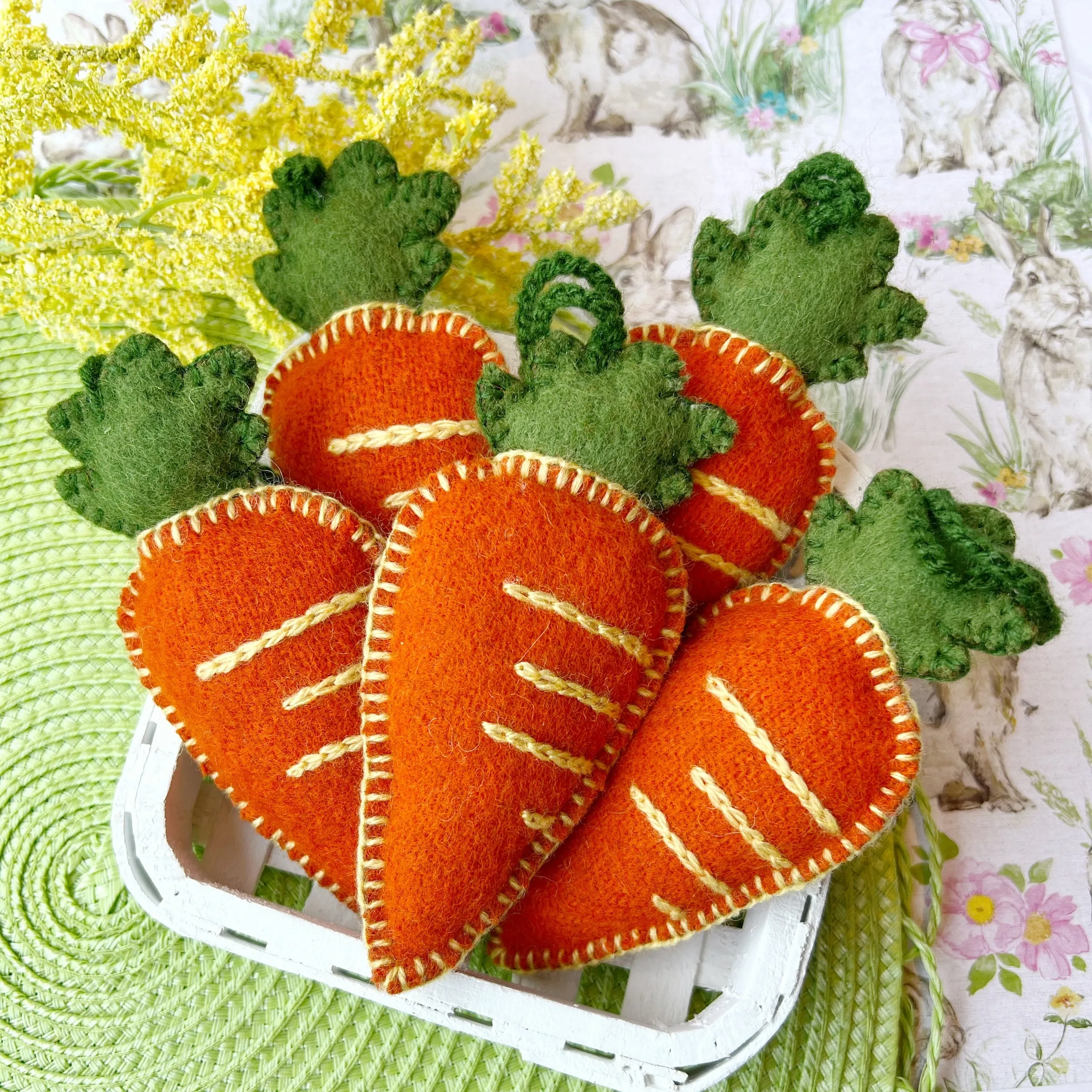 Carrot Ornament, Embroidered Wool