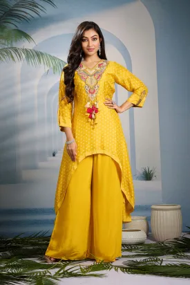 Classic Yellow Bandhani Printed Kurta Set