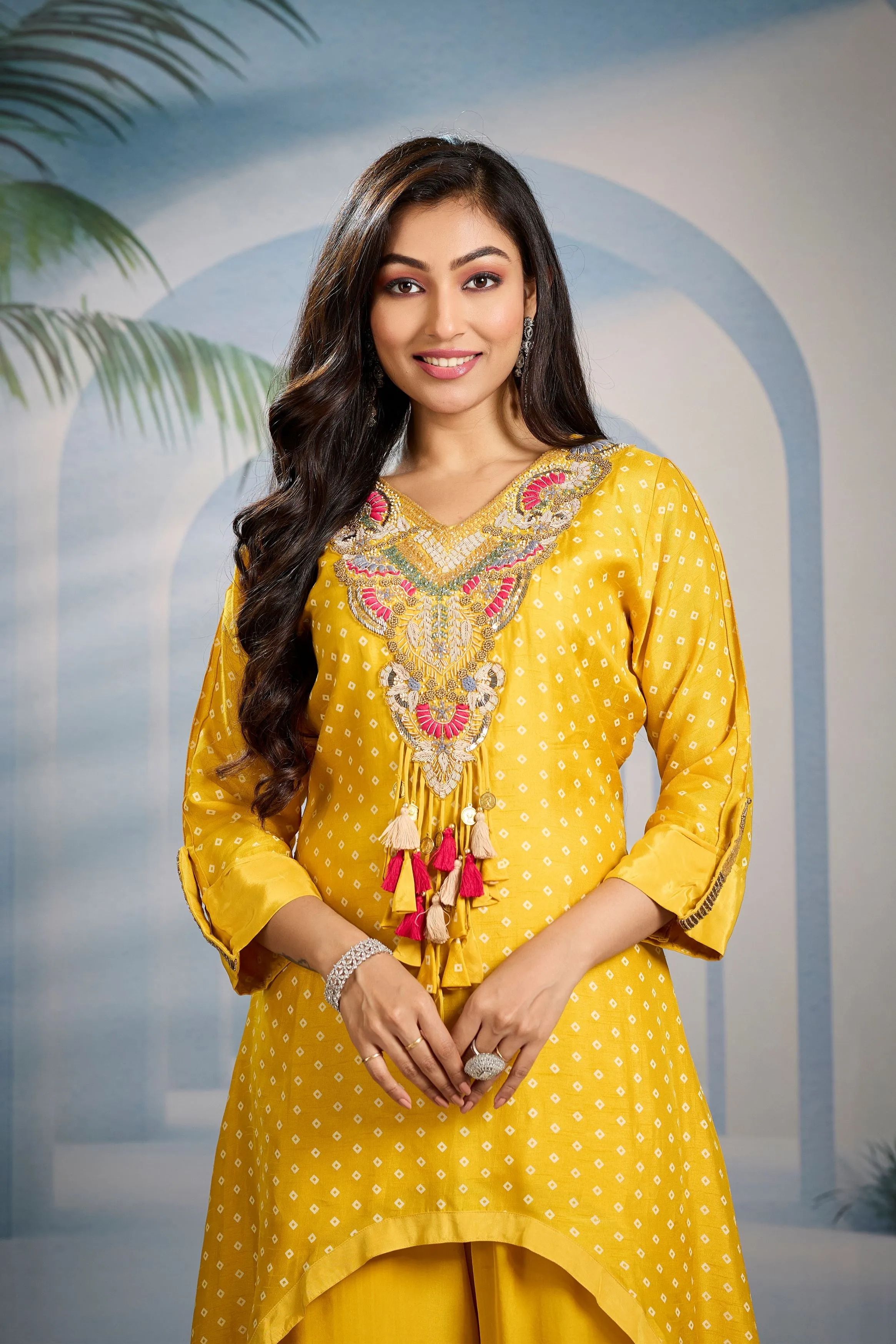 Classic Yellow Bandhani Printed Kurta Set