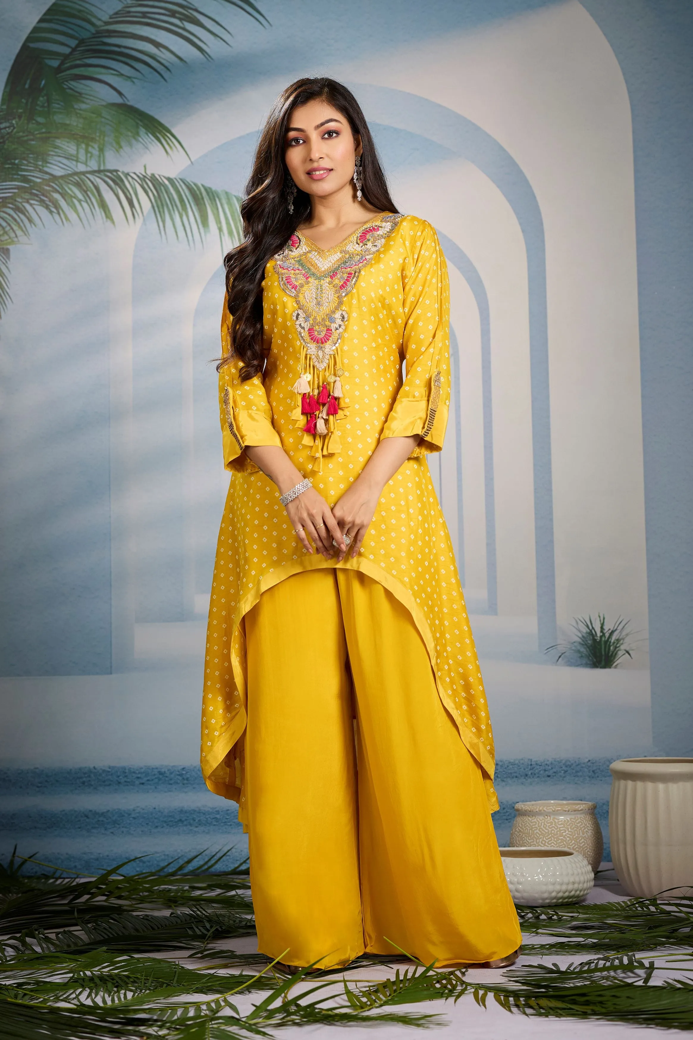 Classic Yellow Bandhani Printed Kurta Set