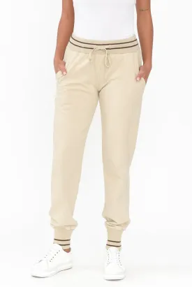 Claude Natural Cotton Blend Drawstring Pants