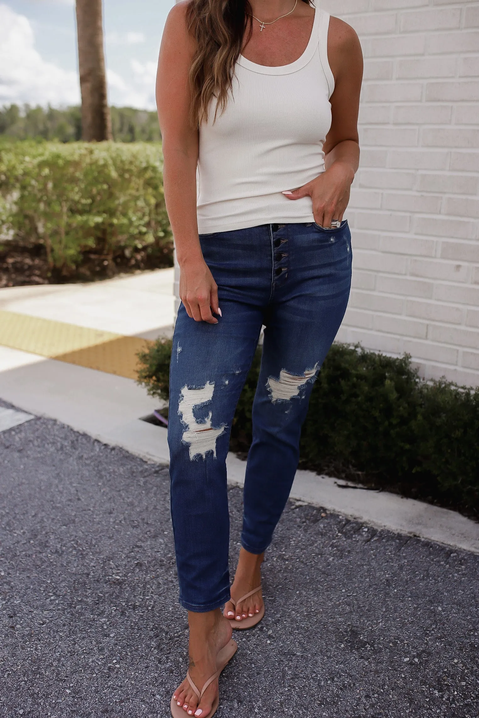 Colt High Rise Button Fly Distressed Boyfriend Jeans