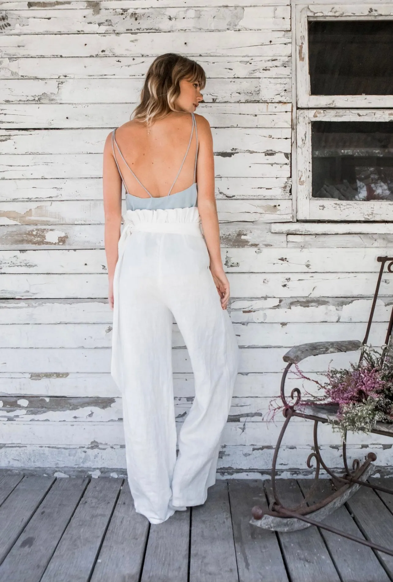 Cream White Zola Linen Pants