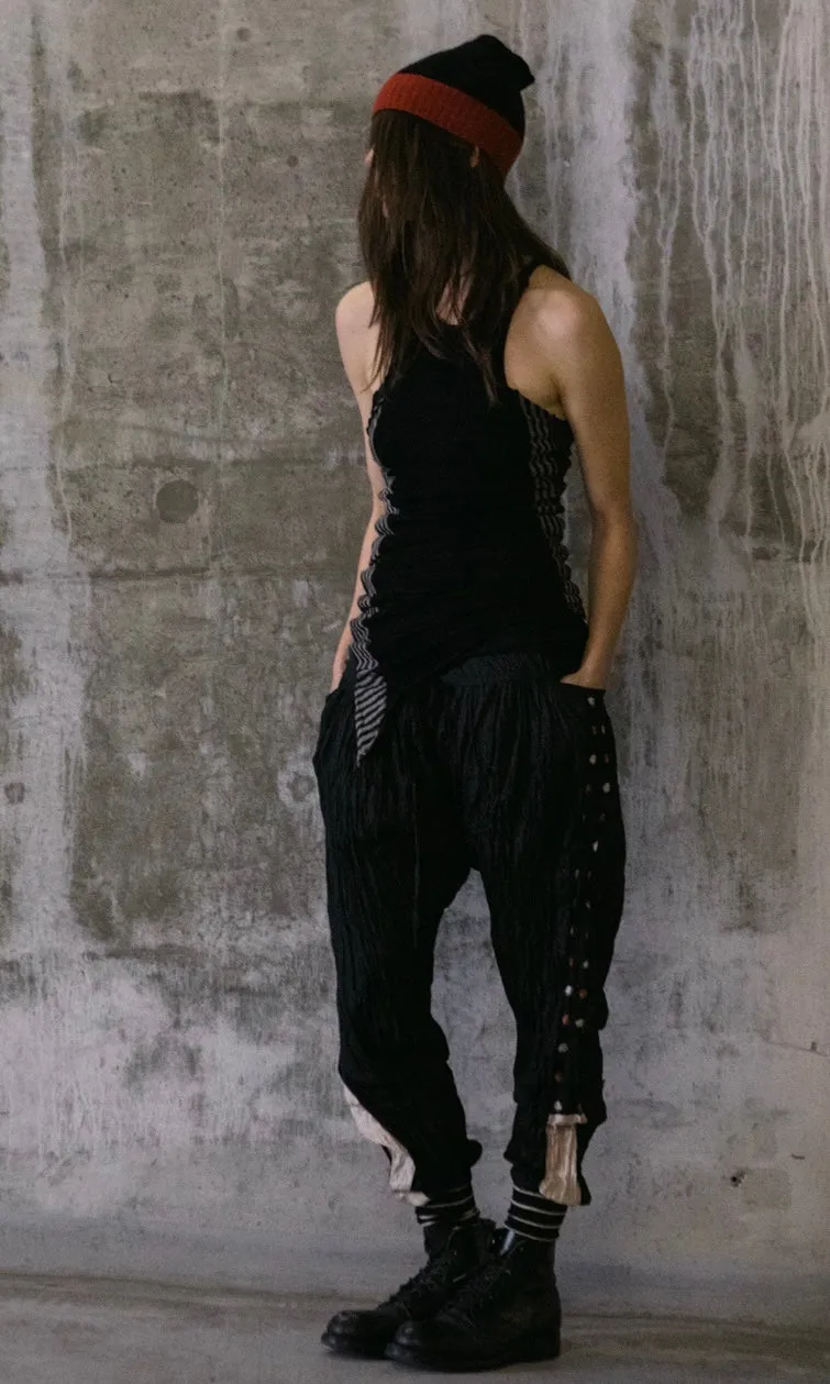 CRINKLED SILK RELAXED FIT PANTS