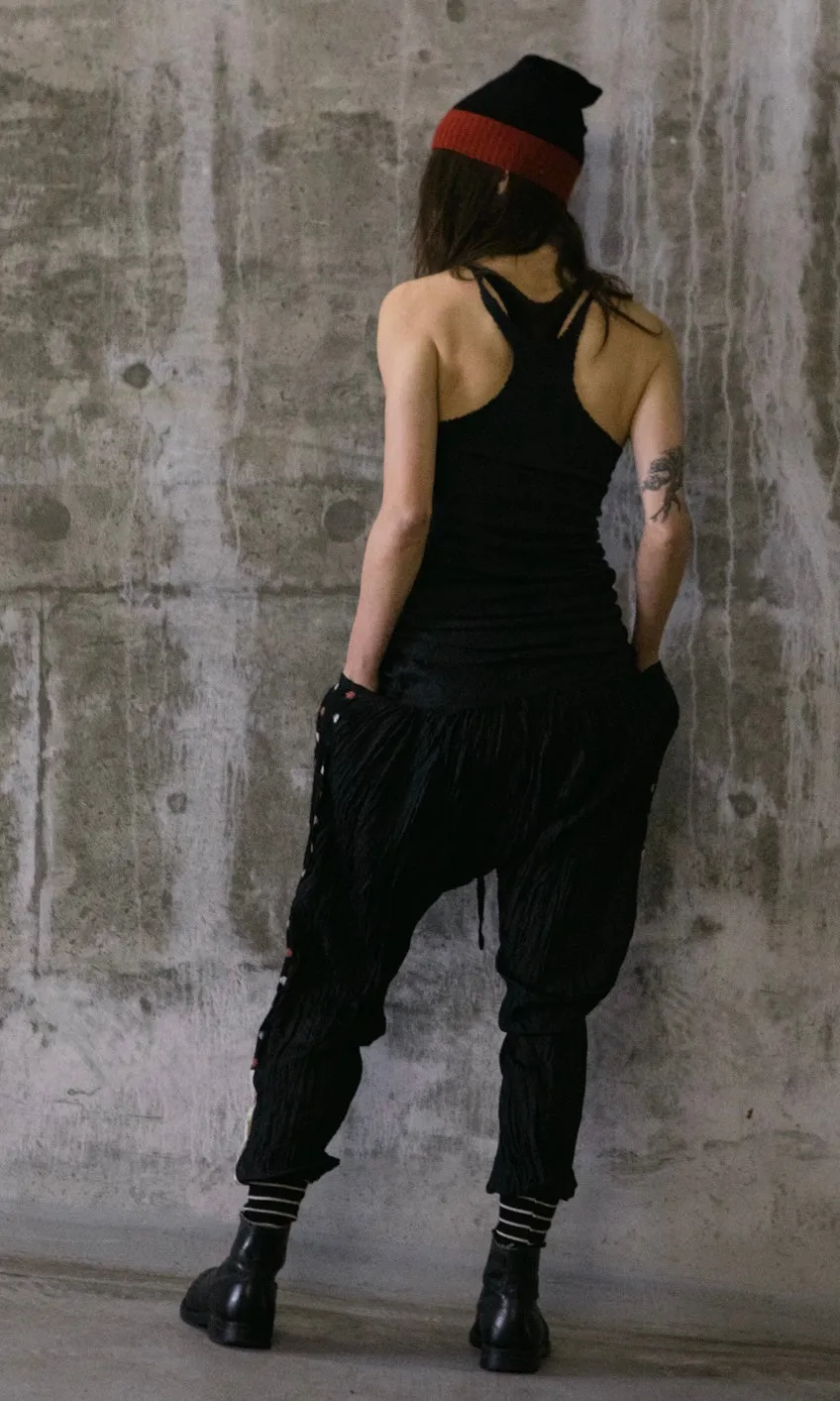 CRINKLED SILK RELAXED FIT PANTS