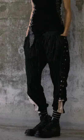 CRINKLED SILK RELAXED FIT PANTS