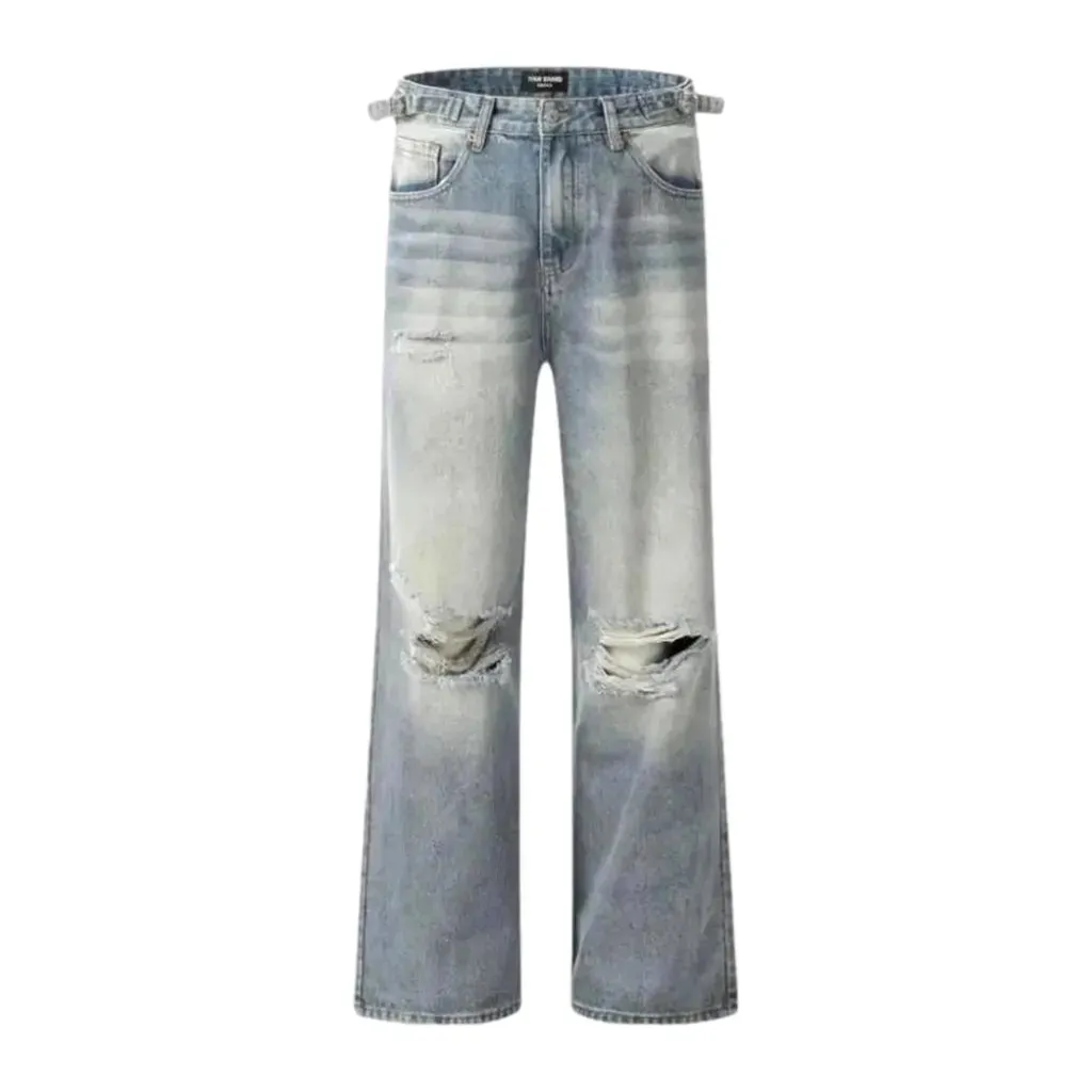 Distressed baggy style men's jeans