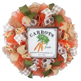 Farmhouse Easter Carrot Wreath - Spring Summer Welcome Door Decorations