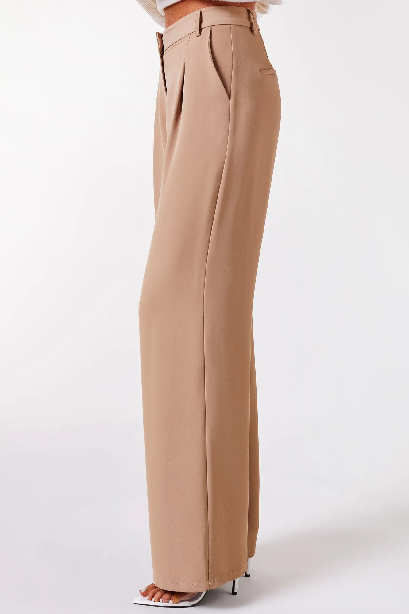 Good Feeling Beige High Rise Pants