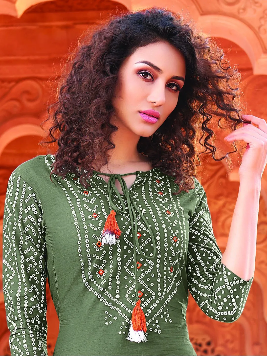 Green Rayon Cotton Kurta with Palazzo Set