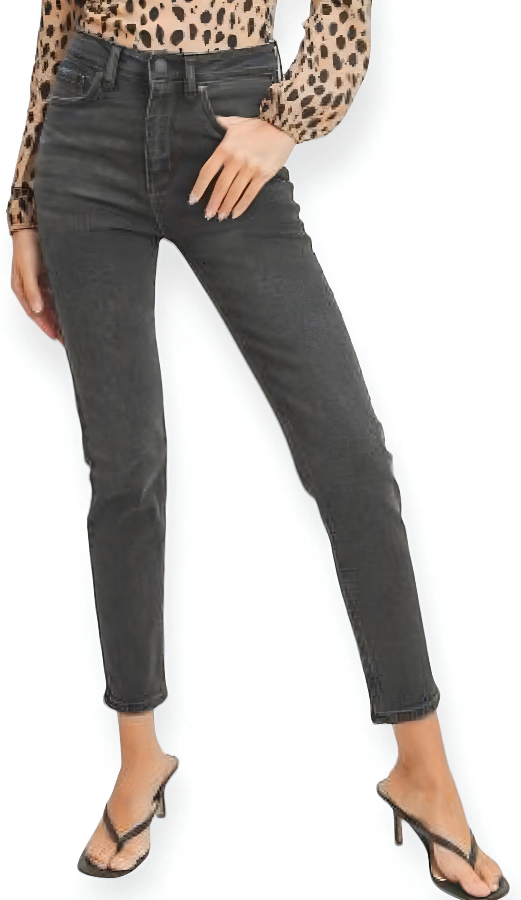 High Rise Vintage Skinny Jeans- Washed Black