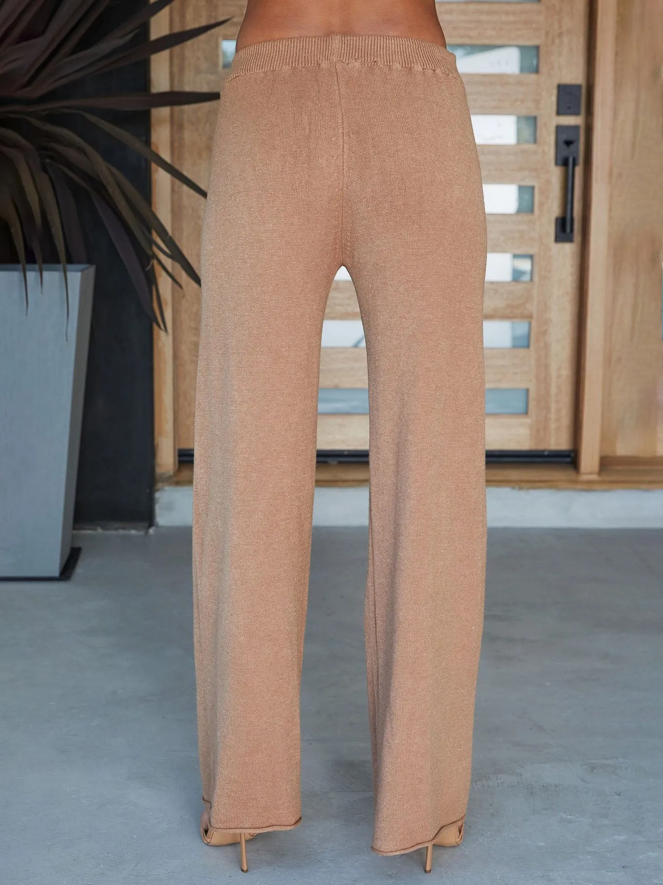 Italian Viscose Knit Flared Pant - Camel