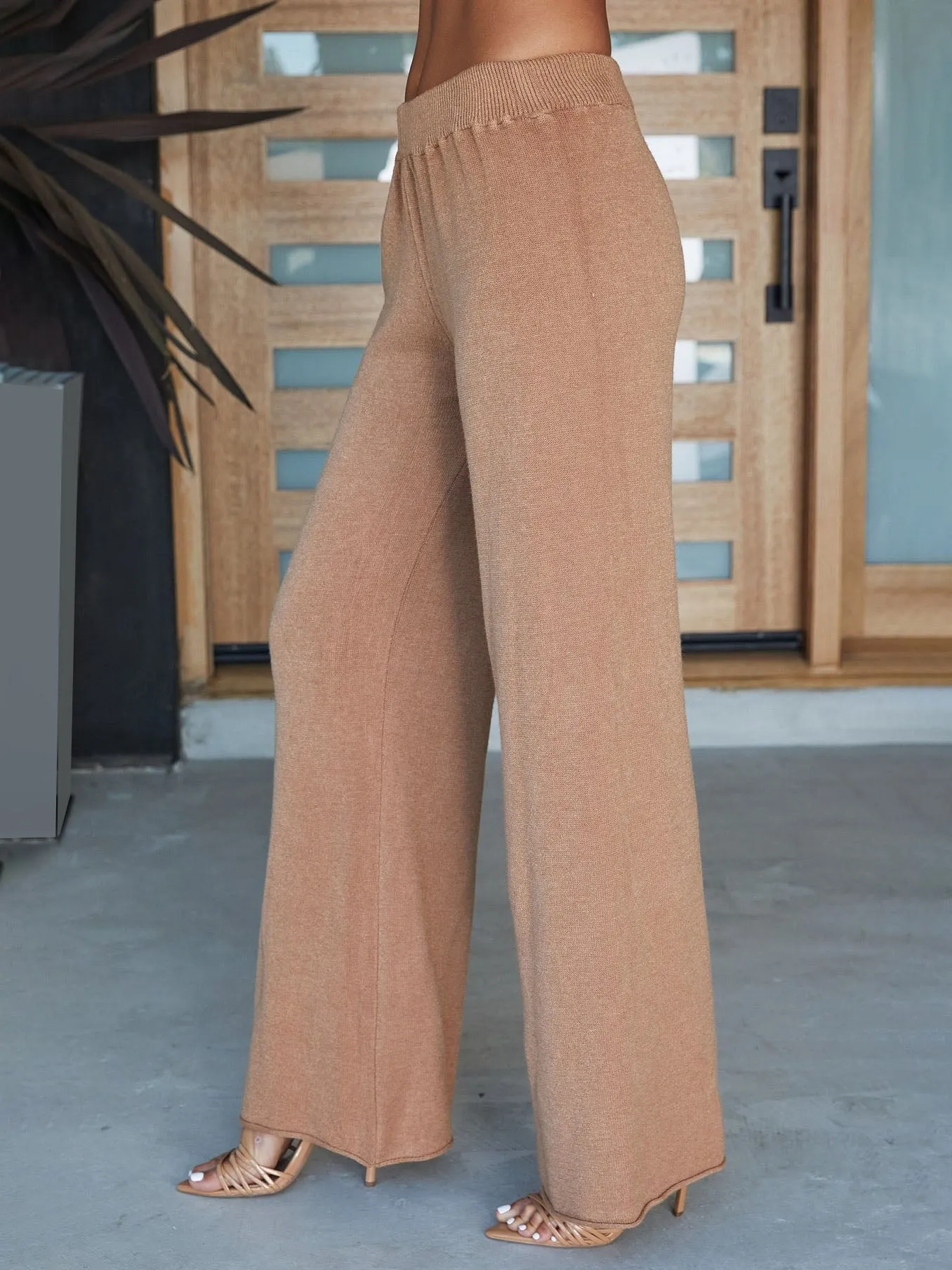 Italian Viscose Knit Flared Pant - Camel