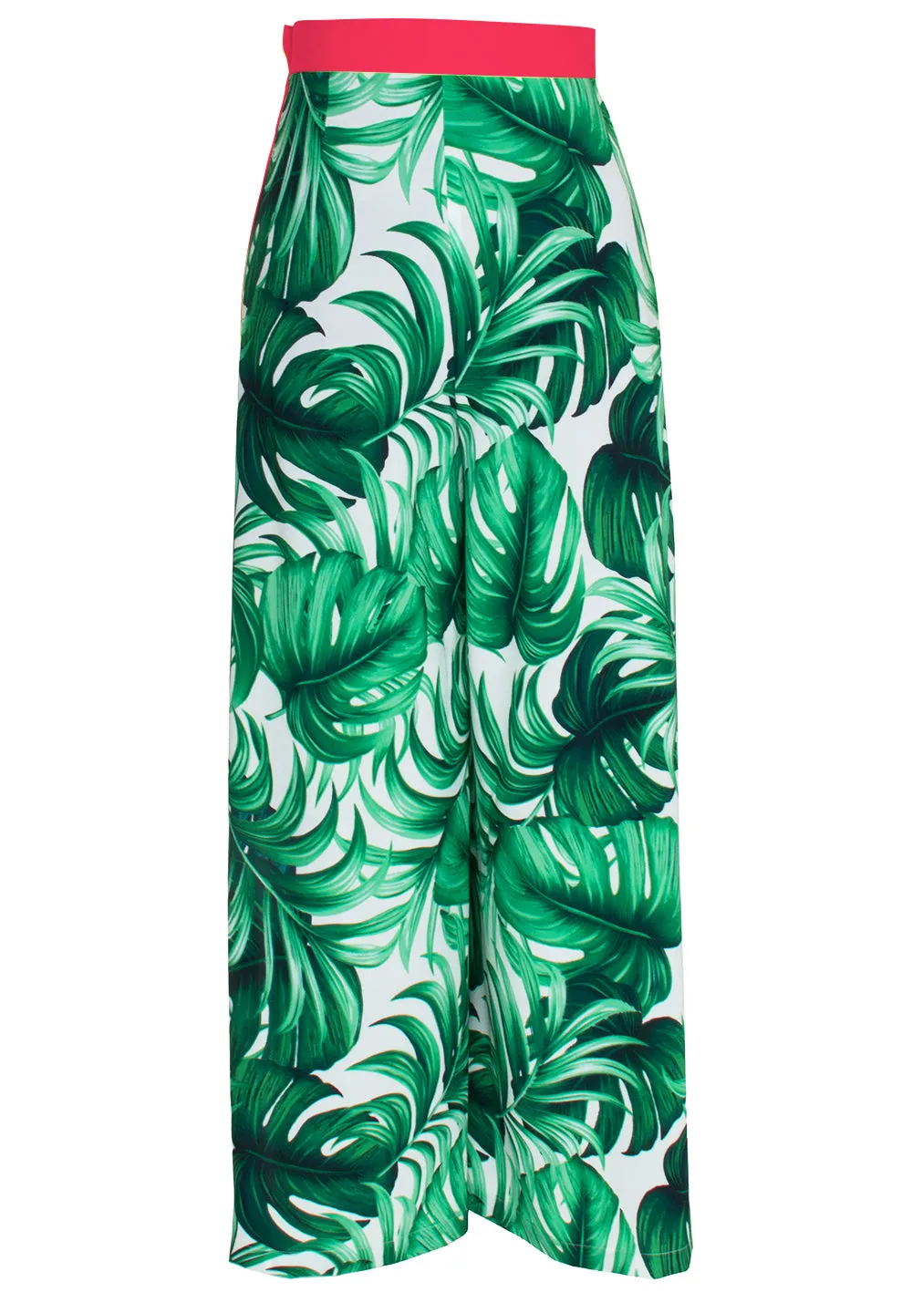 Jungle - Monstera White / Green Pants (Neon Coral)