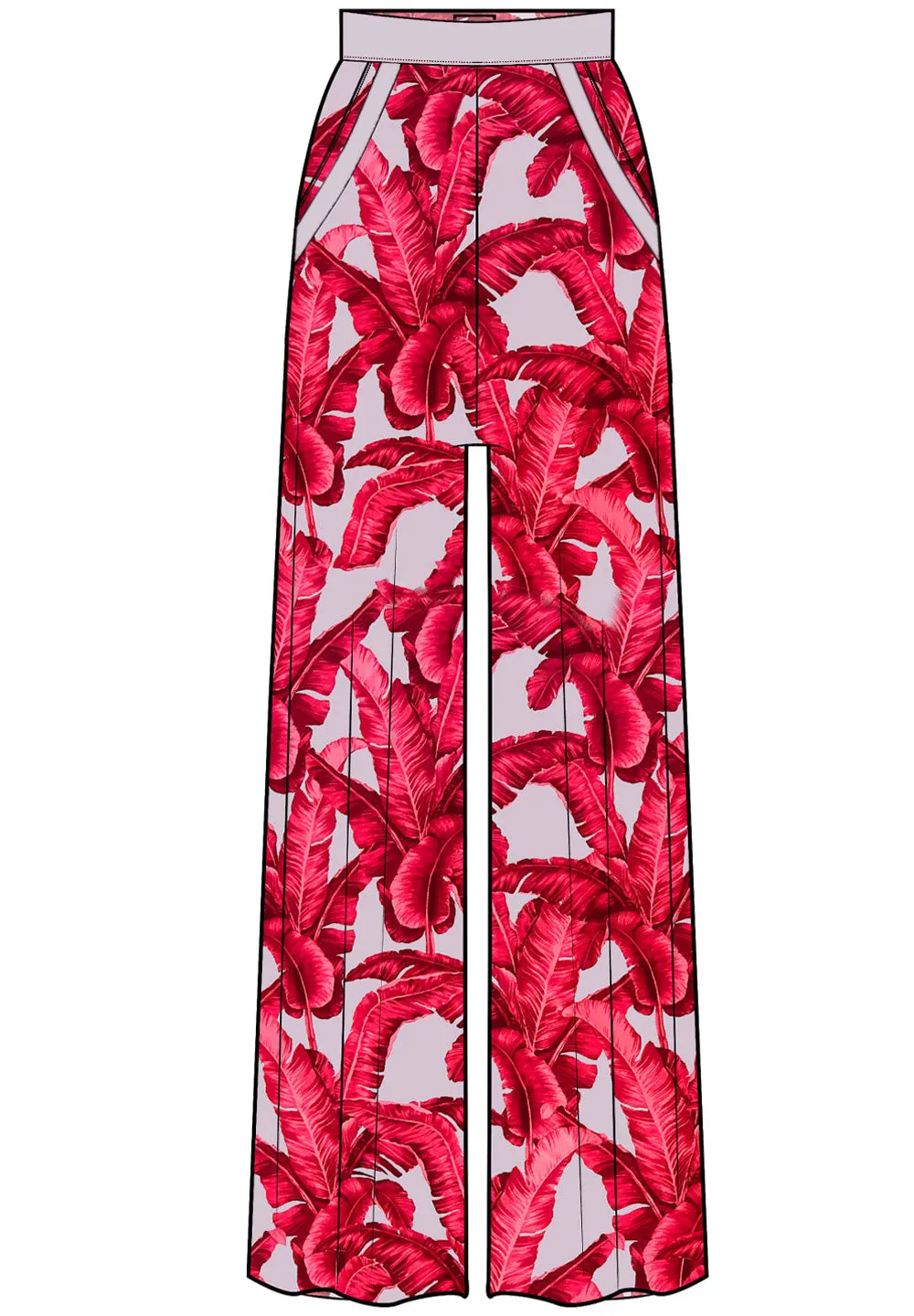 Jungle - Red / Grey Palm Pants (Grey)