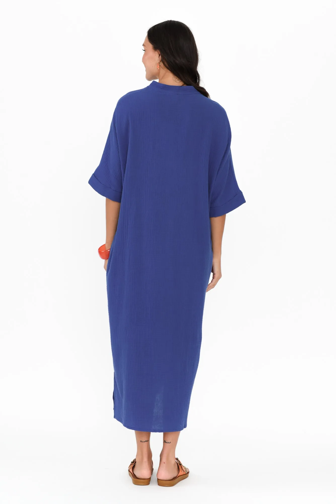 Juniper Cobalt Cotton Cheesecloth Dress