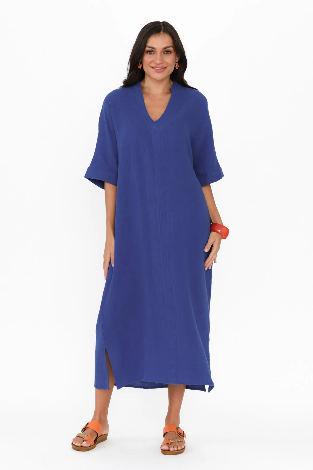 Juniper Cobalt Cotton Cheesecloth Dress