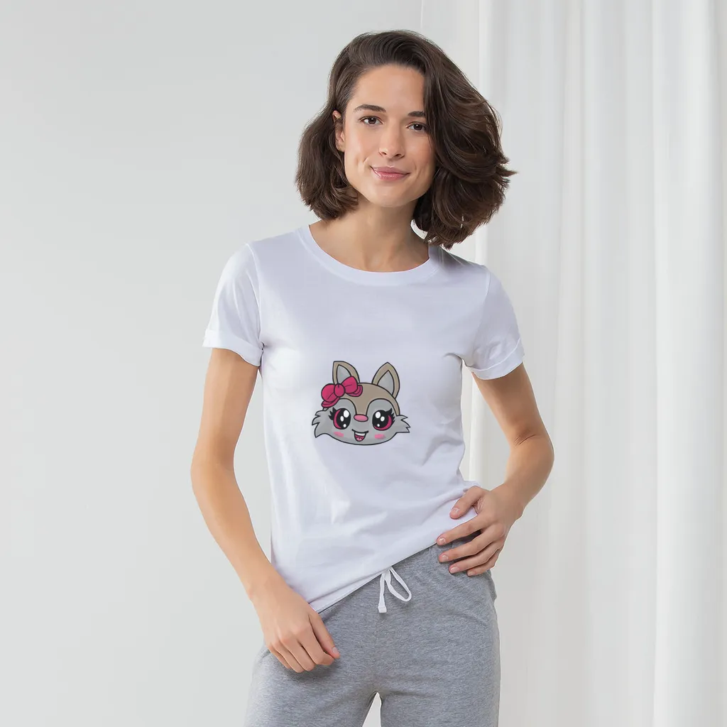 Kitty Face Women's Long Pant Pyjama Set