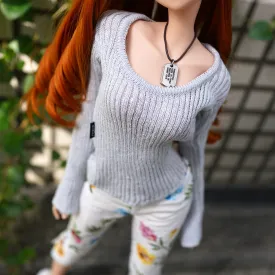 Low Neck Rib Knit Sweater