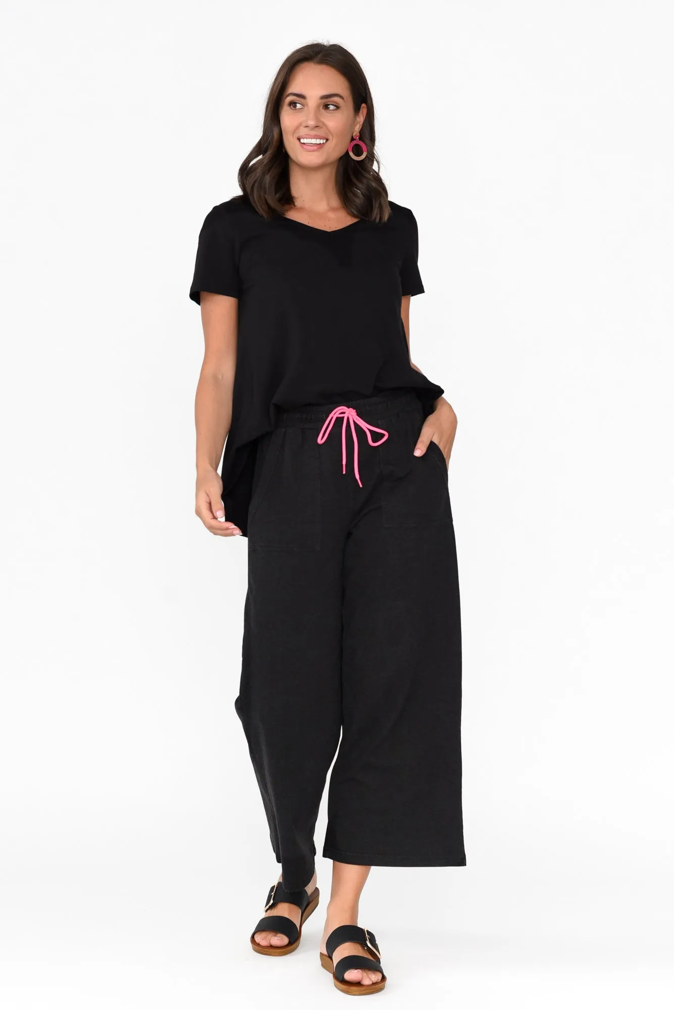 Mariam Black Relaxed Track Pants