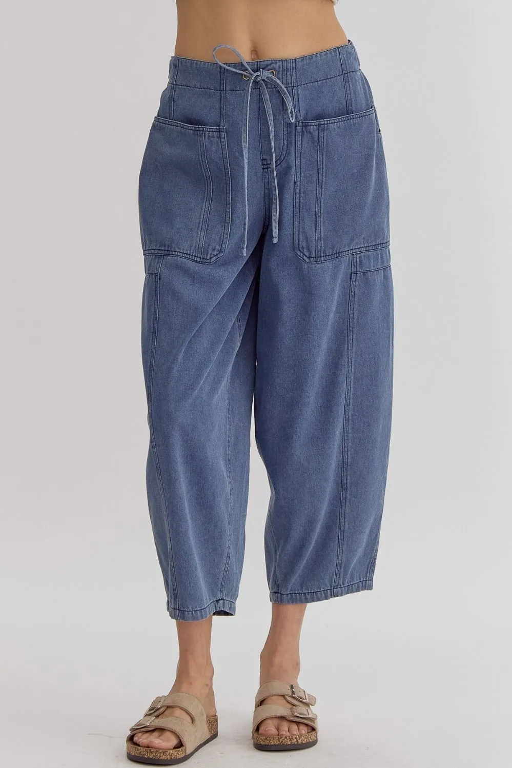 Mid Rise Utility Pants- Light Blue