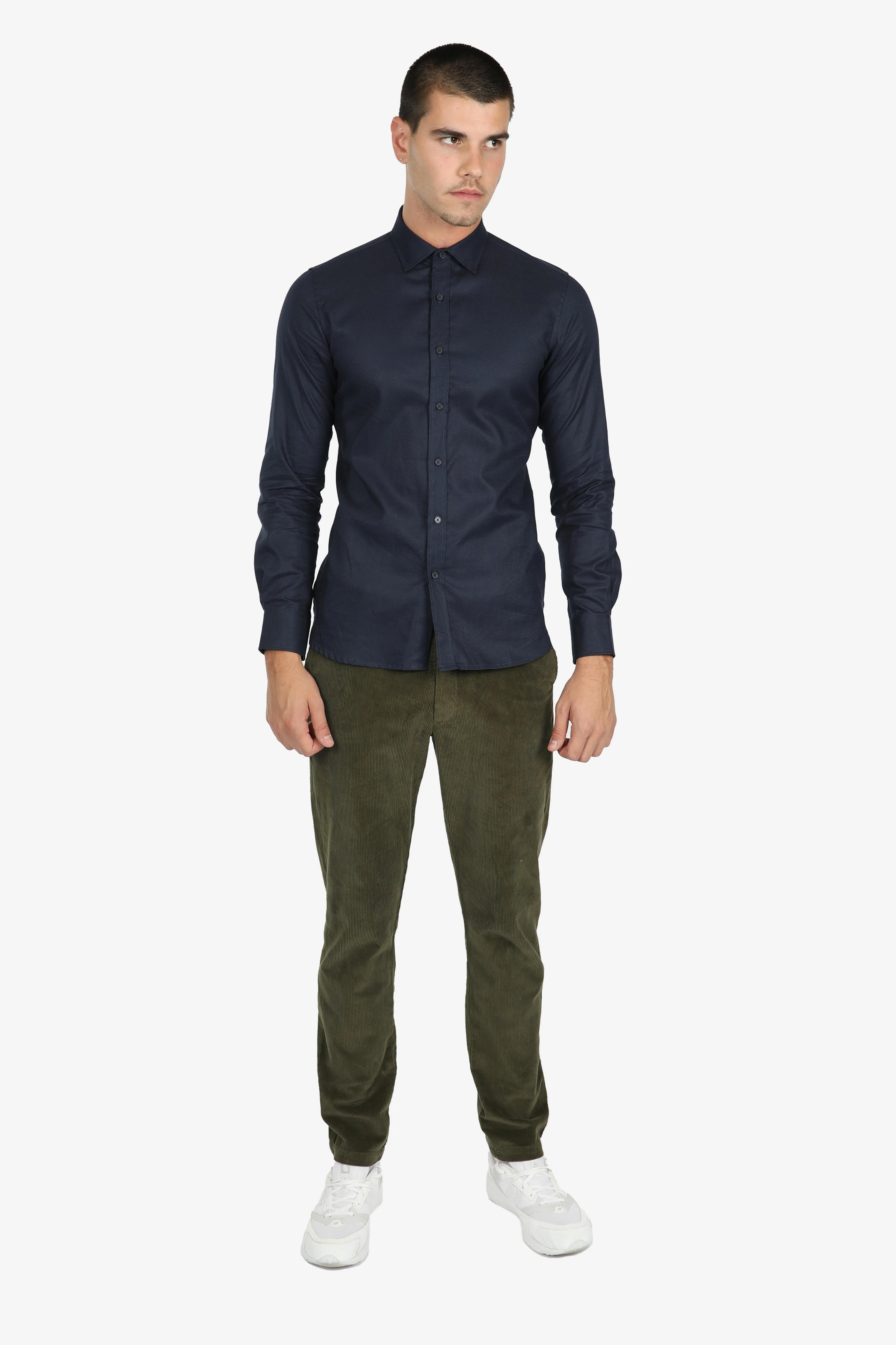 Olive Cotton Elastane Corduroy Cord Pant