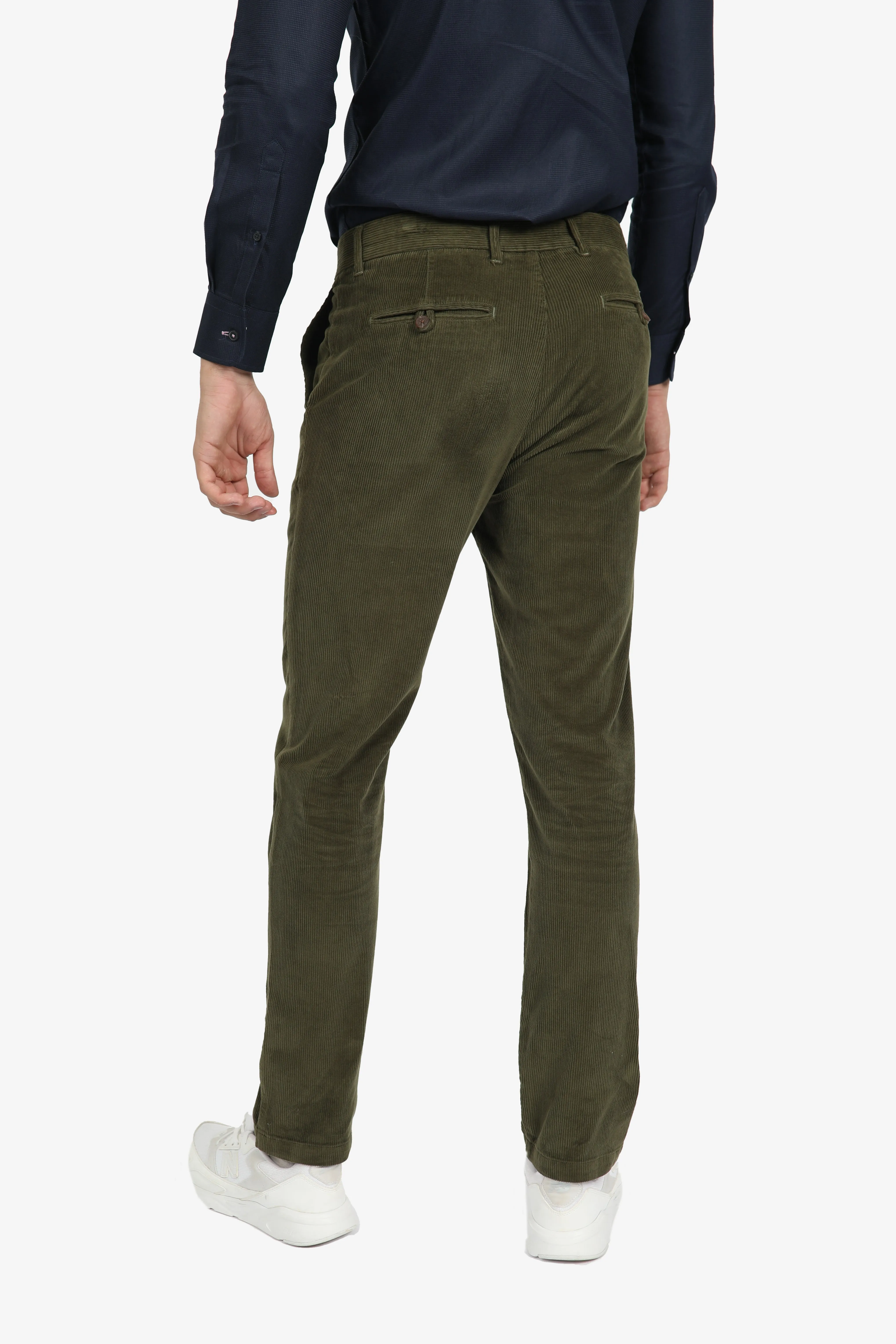 Olive Cotton Elastane Corduroy Cord Pant