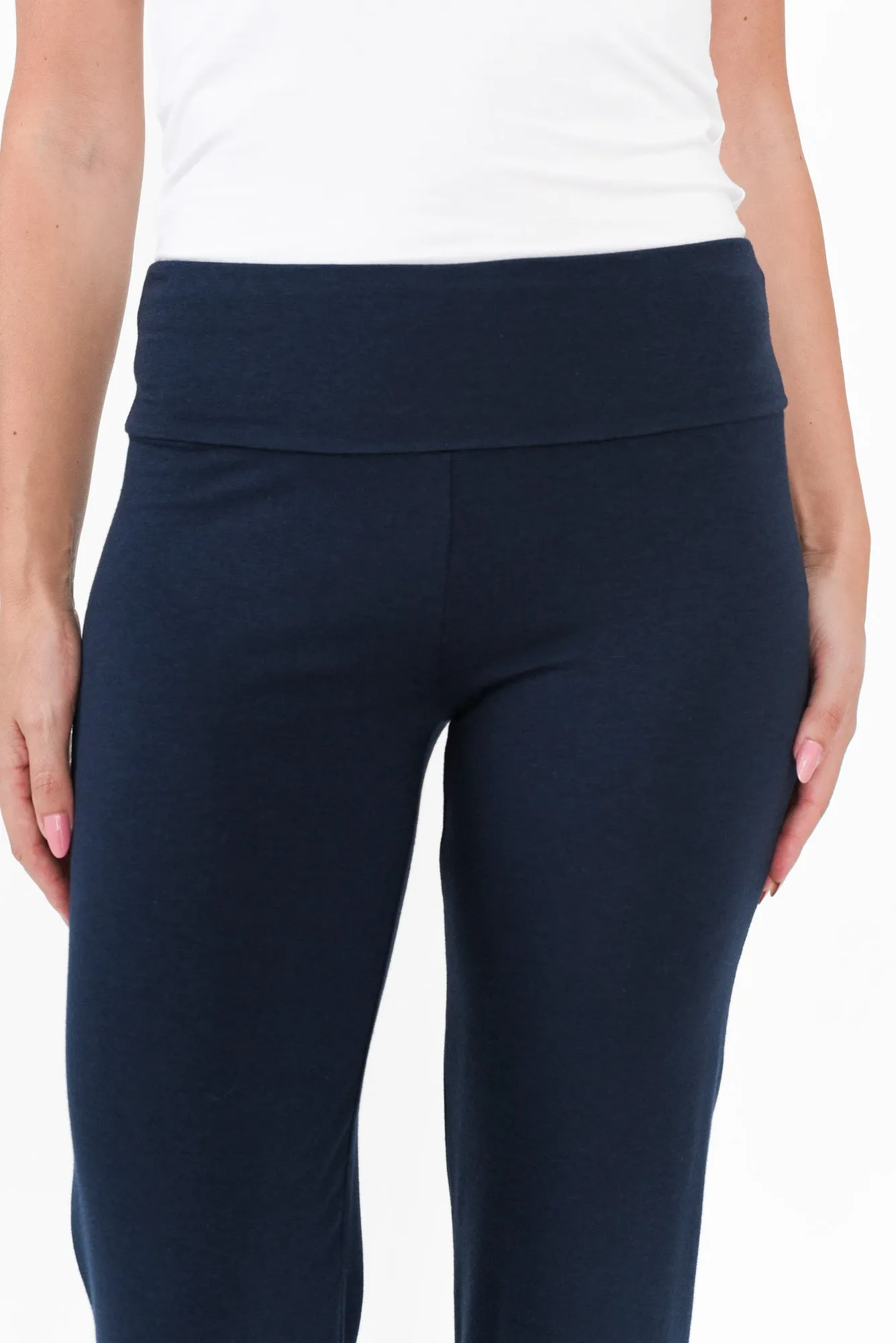 Pamela Dark Navy Bamboo Pants   Petite