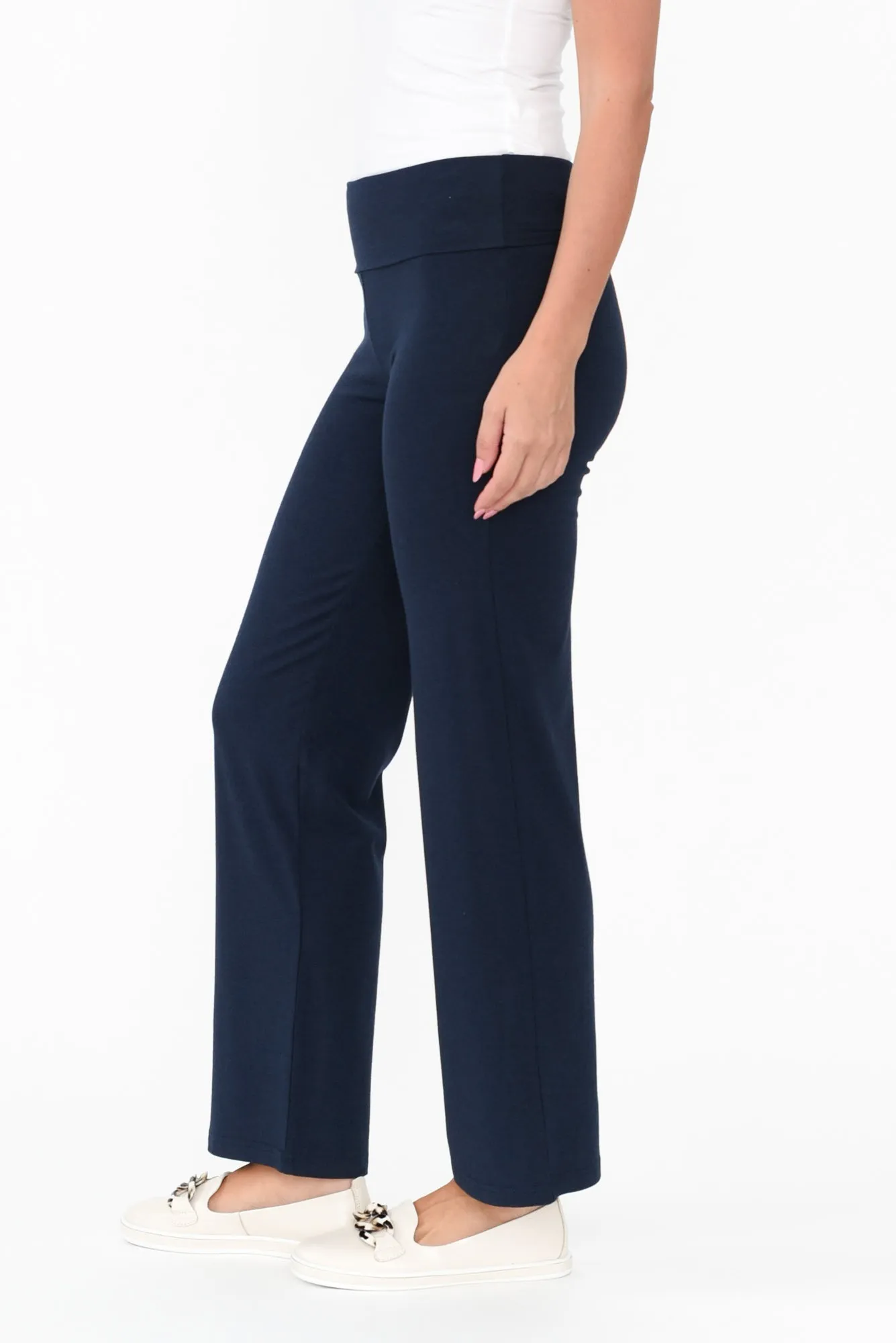 Pamela Dark Navy Bamboo Pants   Petite