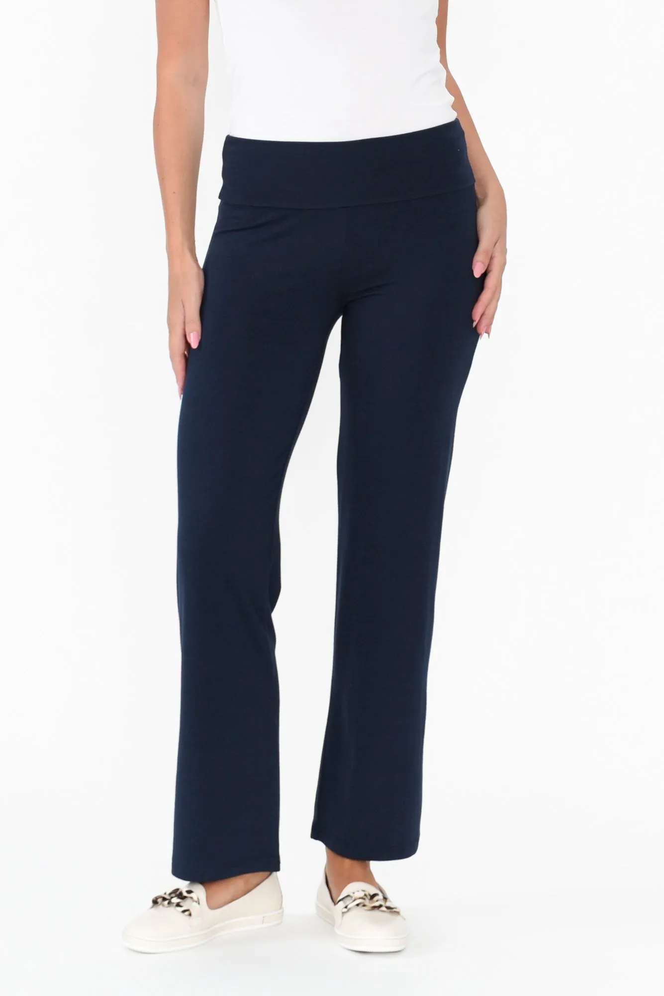 Pamela Dark Navy Bamboo Pants   Petite