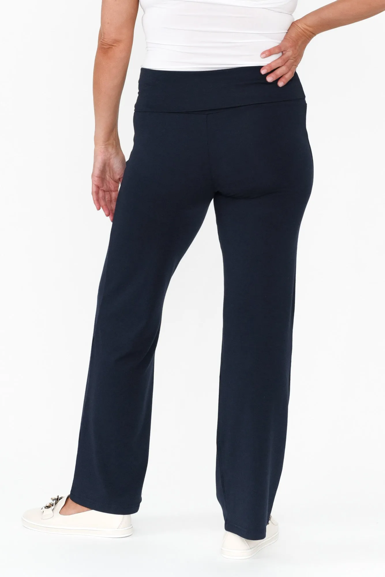 Pamela Dark Navy Bamboo Pants   Petite