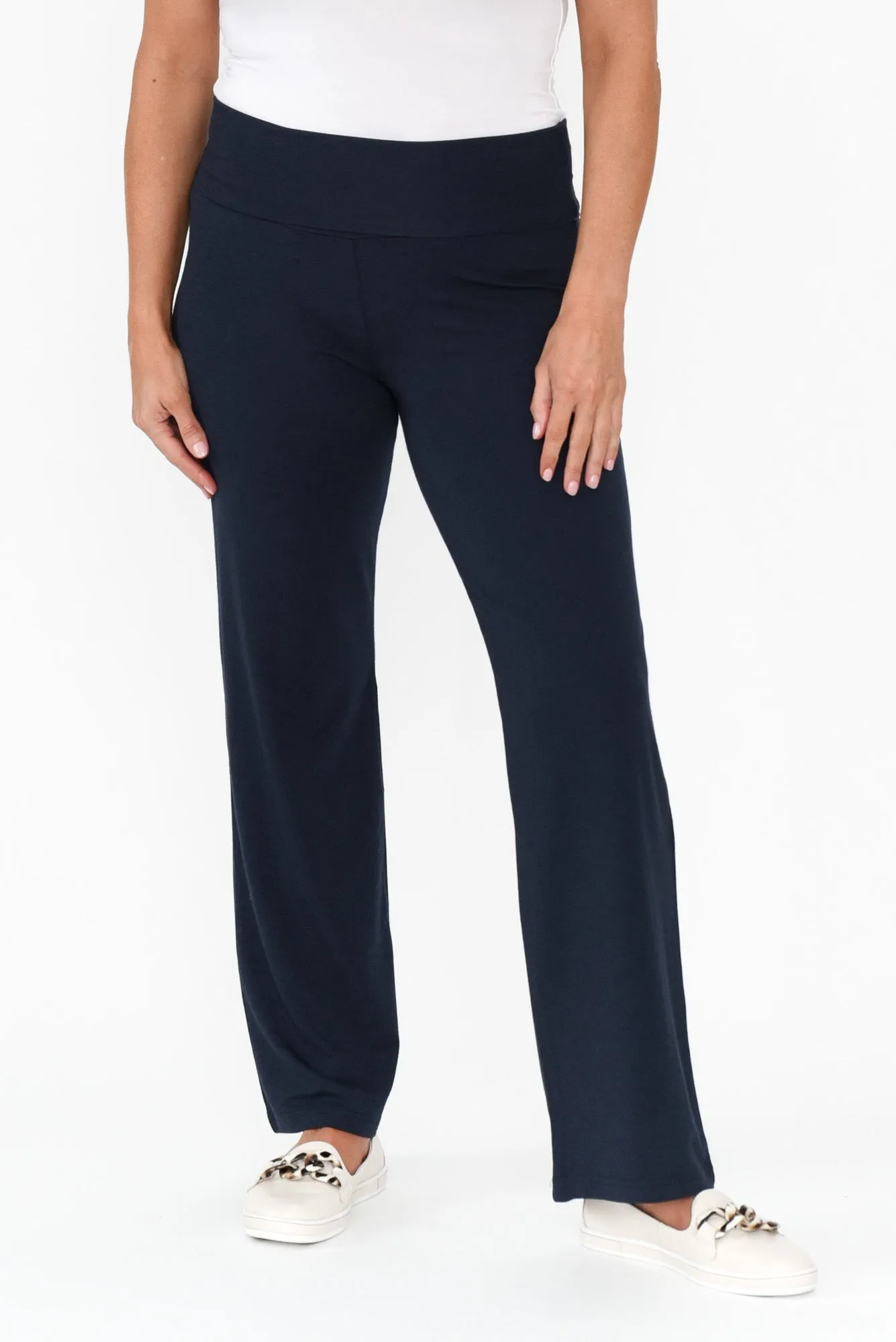 Pamela Dark Navy Bamboo Pants   Petite