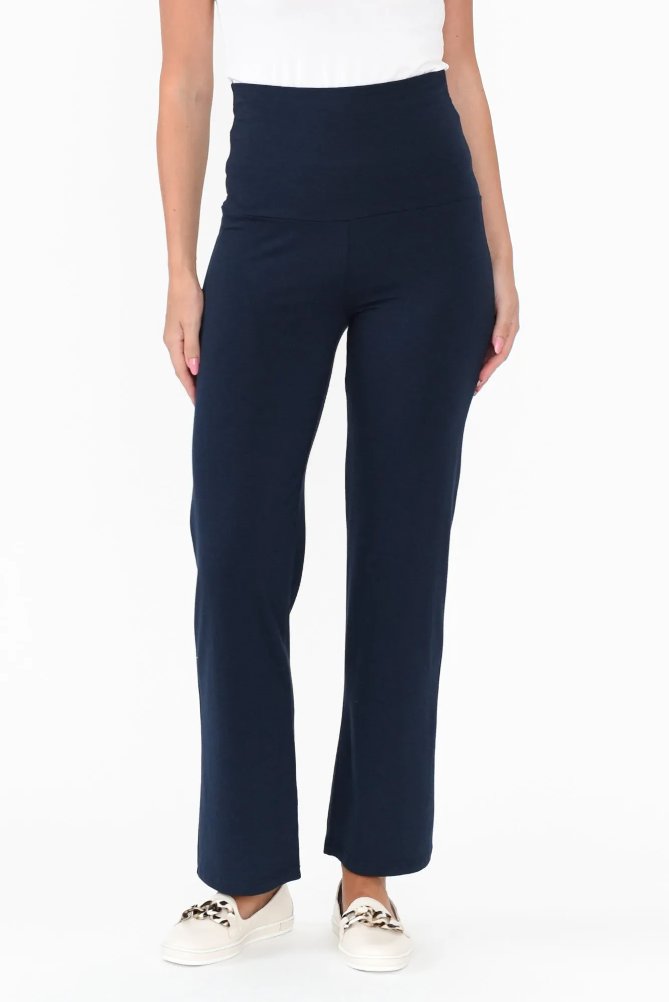 Pamela Dark Navy Bamboo Pants   Petite