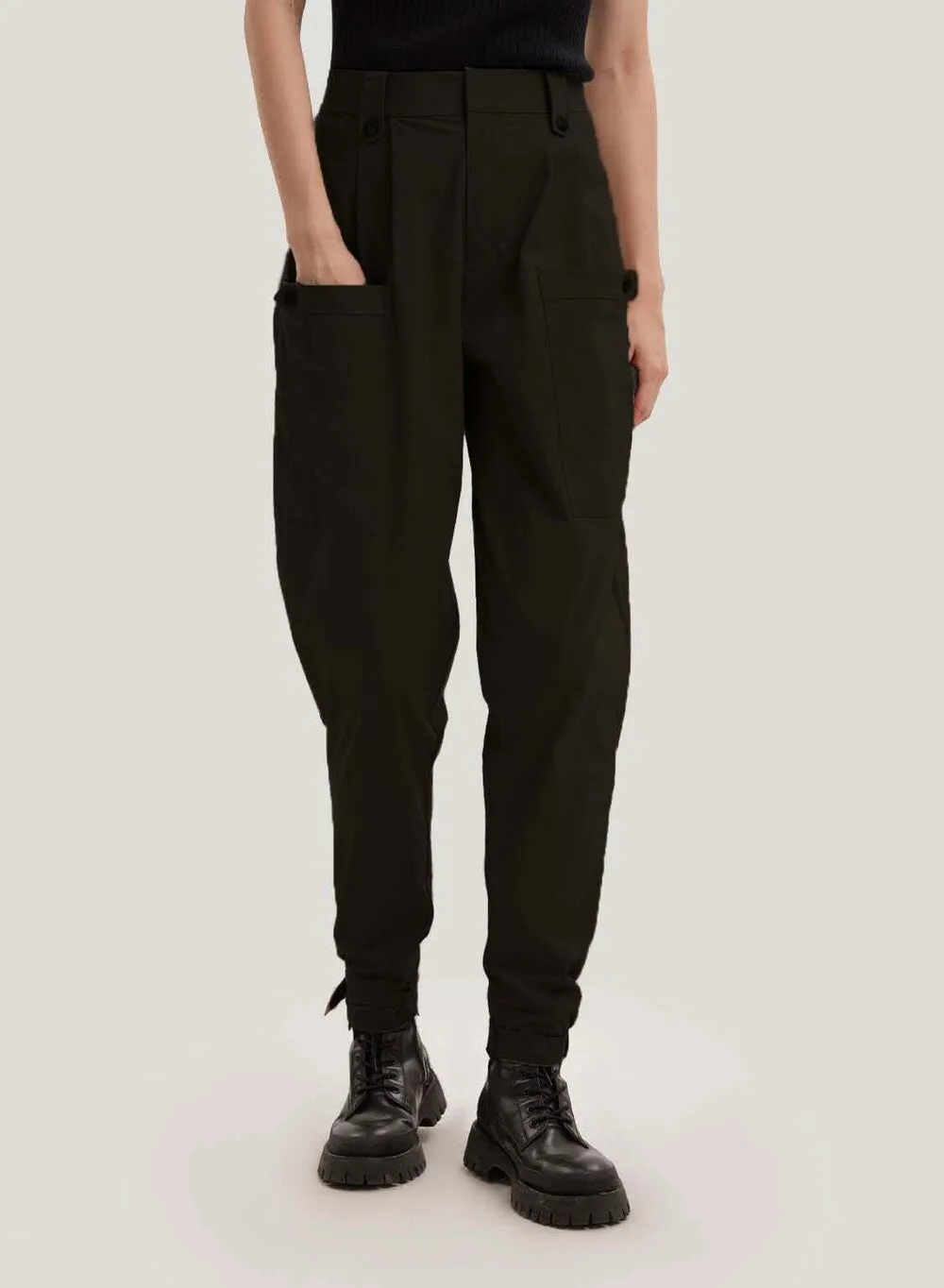 Pocket Cotton-Blend Ankle Pants