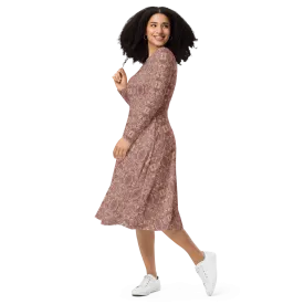 Recursia Bohemian Dream Long Sleeve Midi Dress In Pink