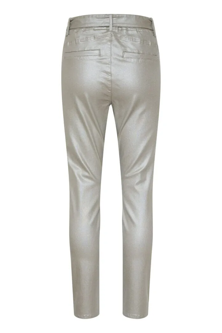 REMOVABLE BELT SILVER WAXED ANKLE PANT