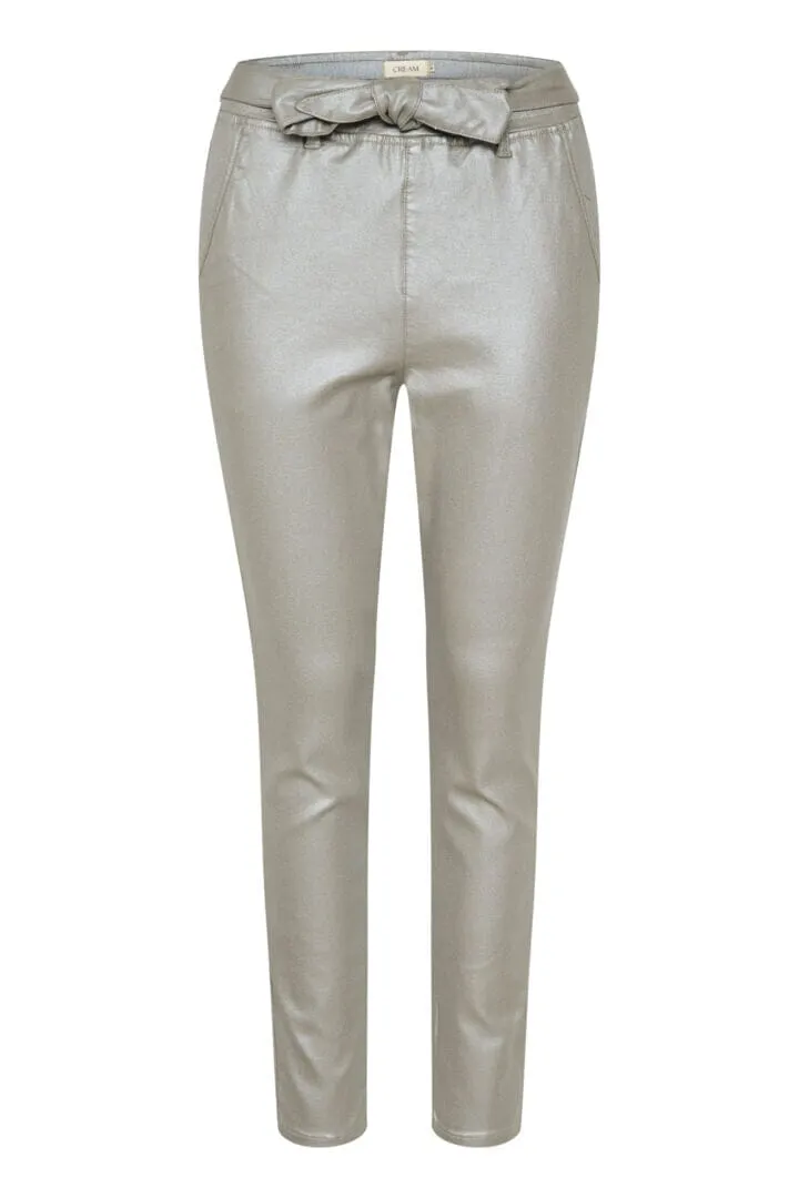 REMOVABLE BELT SILVER WAXED ANKLE PANT